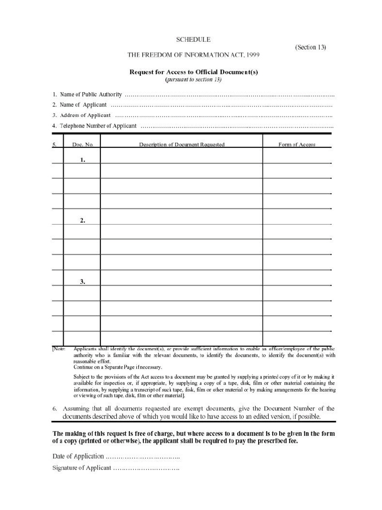 Freedom of Information Request Form | PDF