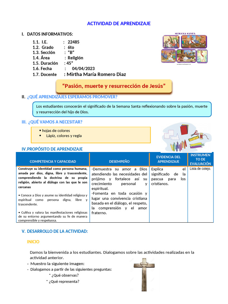 Actividad de Religión: Pascua y Resurrección | PDF | La resurrección de ...