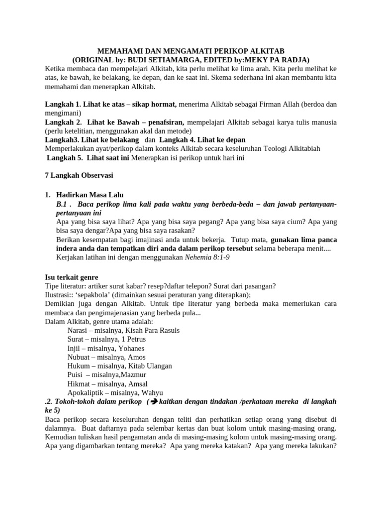 Teknik Observasi Perikop Alkitab | PDF