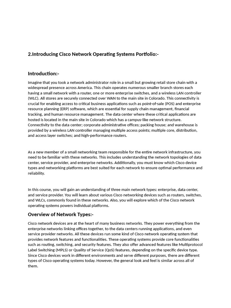 Cisco Network Operating Systems Overview | PDF | Computer Network ...