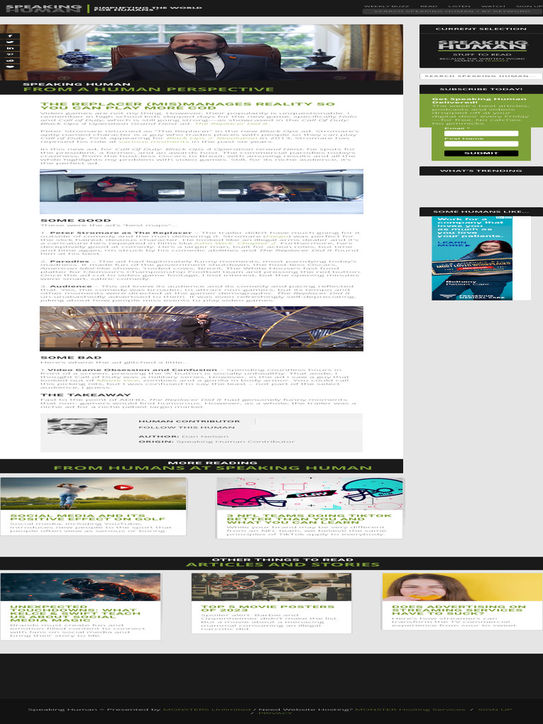 The Replacer: COD Ad Analysis | PDF