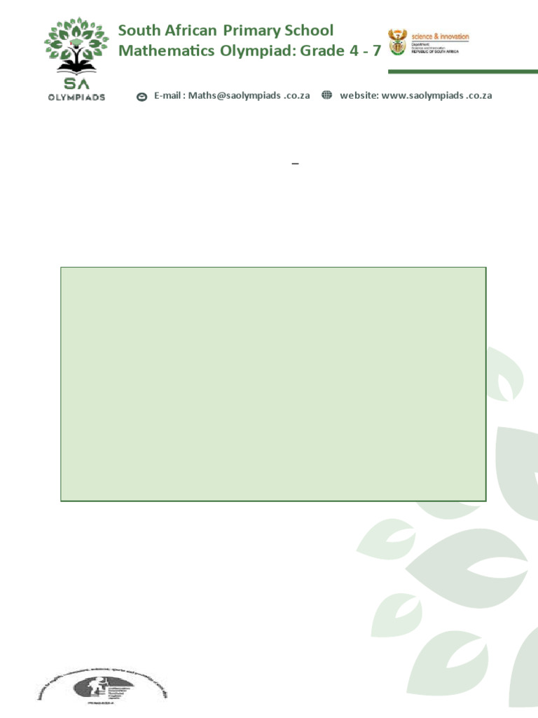 Grade 5 Mathematics Olympiad 2024 | PDF