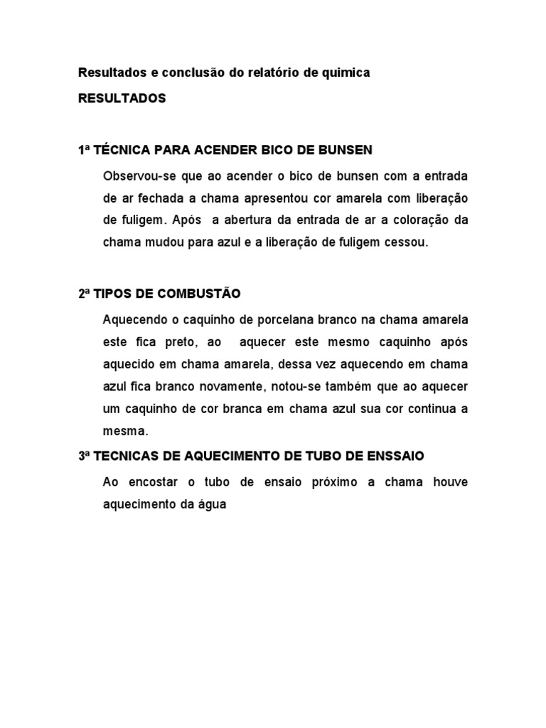 Como Fazer Um Relatorio De Quimica Aula Pratica