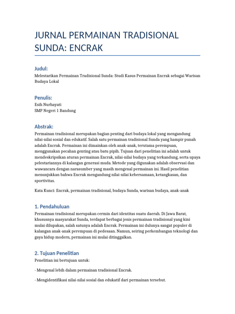 Permainan Encrak: Warisan Budaya Sunda | PDF