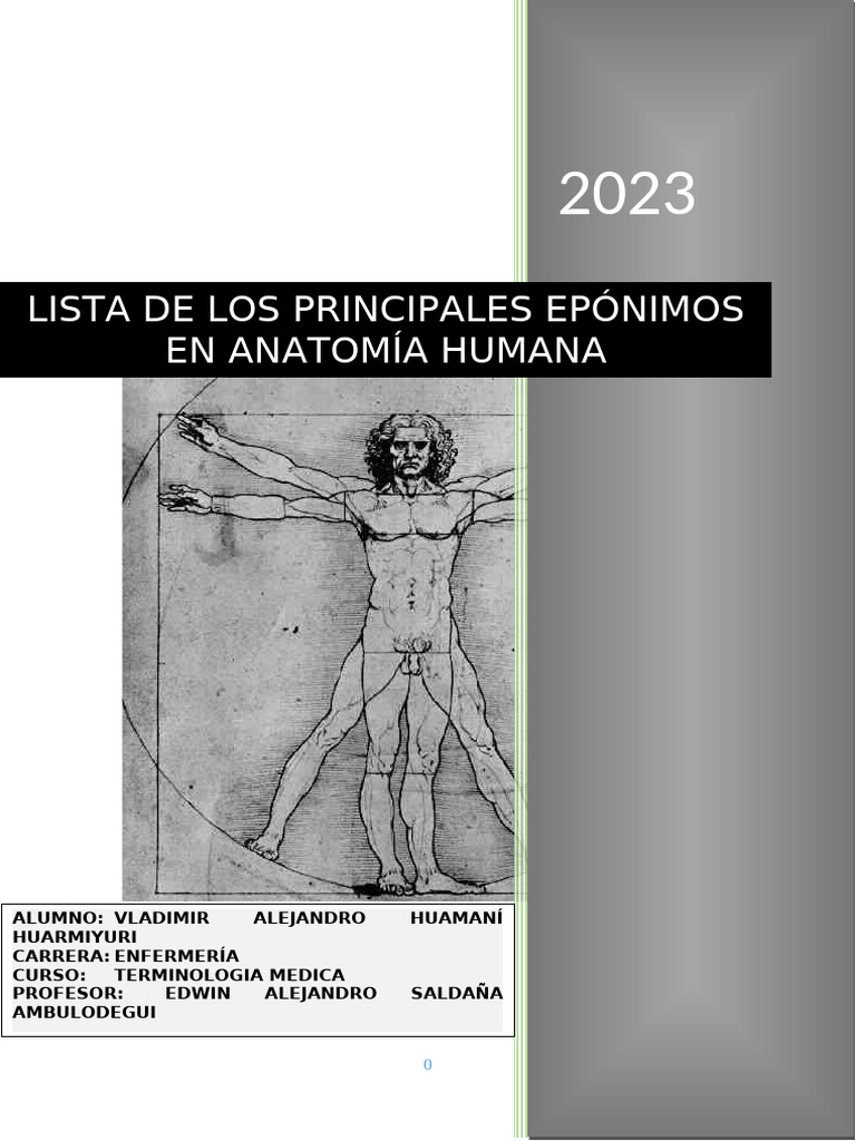 Epónimos Clave en Anatomía Humana | PDF | Páncreas | Anatomía