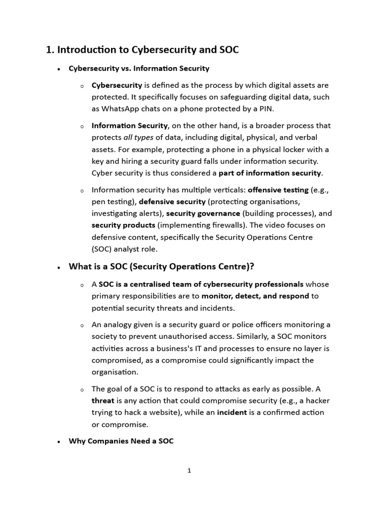 SOC Cybersecurity Fundamentals Notes | PDF | Key (Cryptography ...