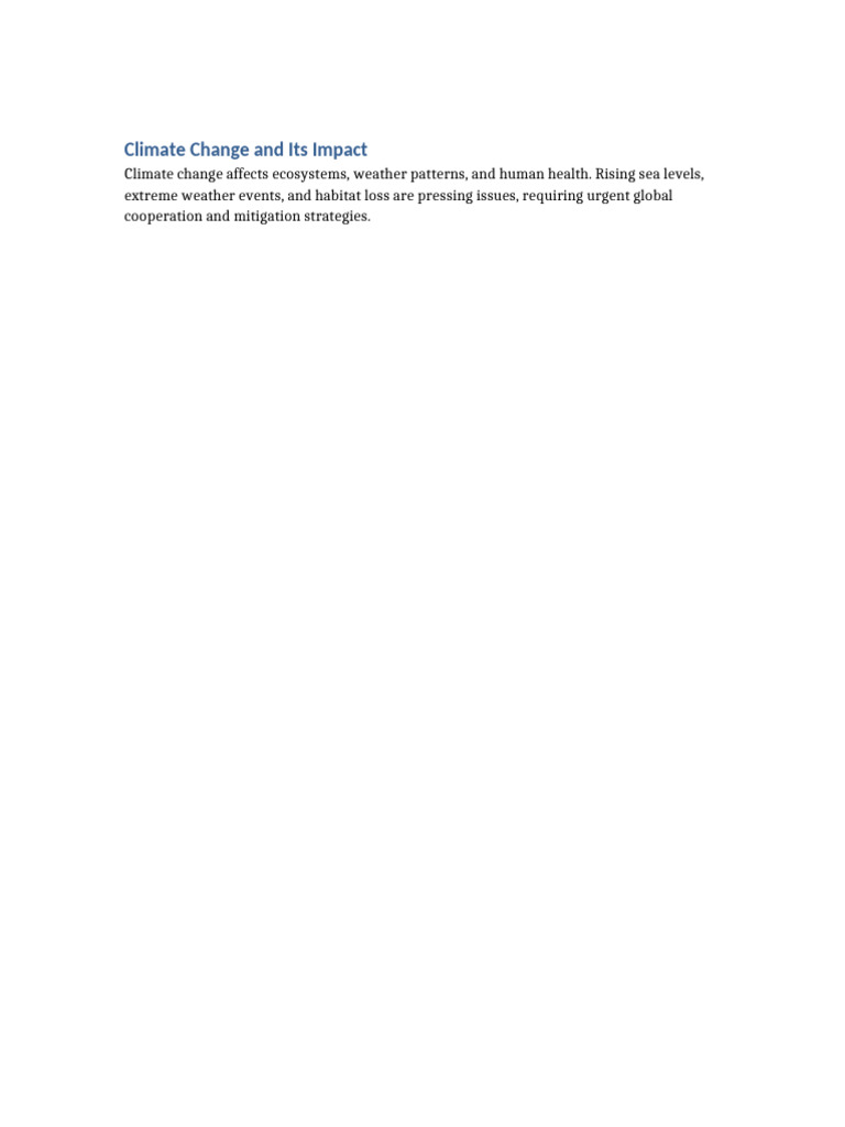 Climate Change and Its Impact | PDF