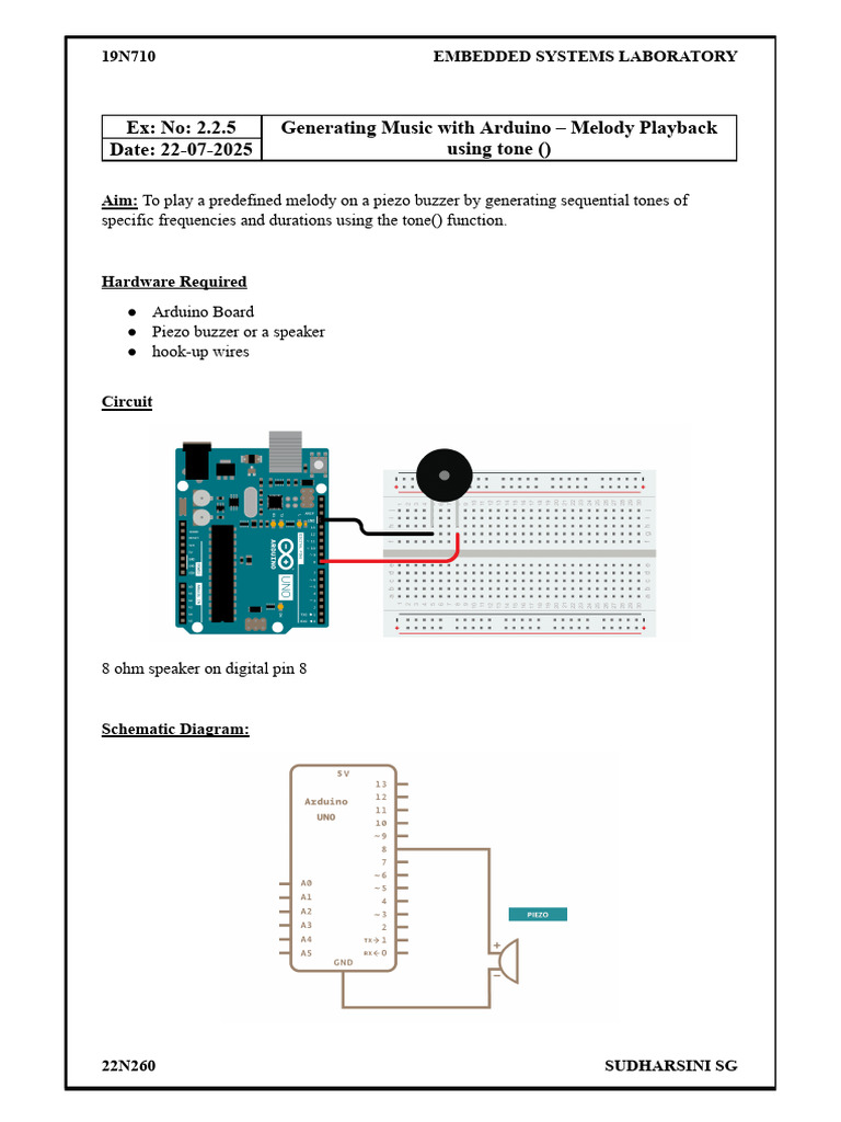 Ex: No: 2.2.5 Generating Music With Arduino - Melody Playback Using ...