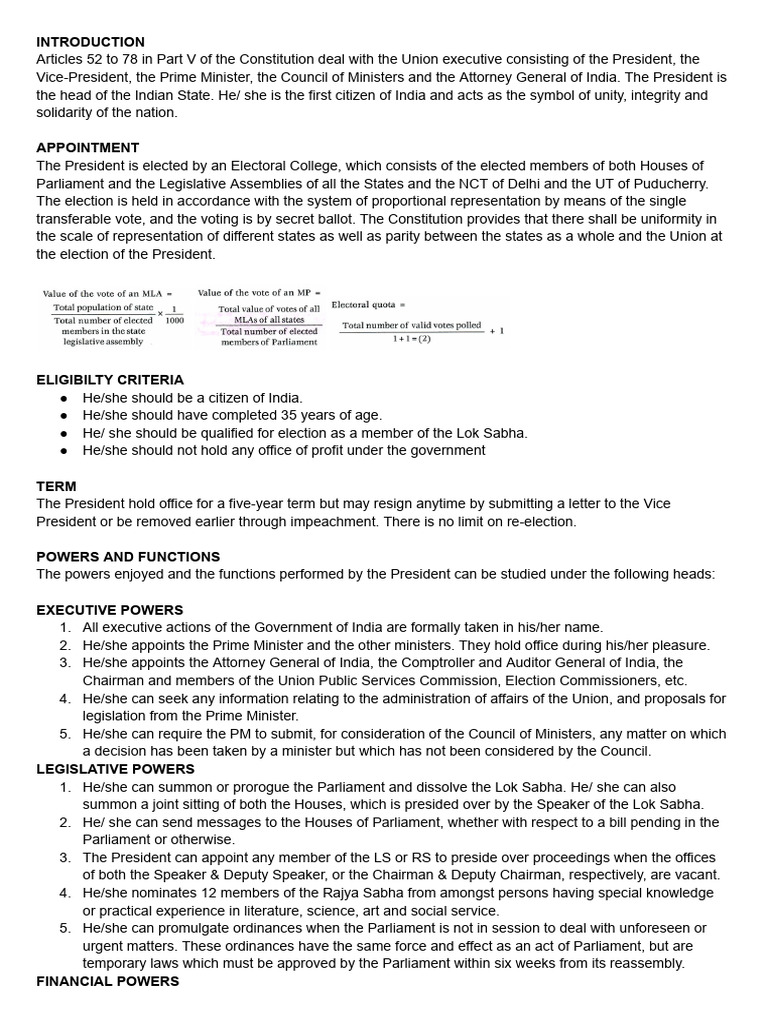 Overview of the Indian President's Role | PDF | Presidents Of The ...