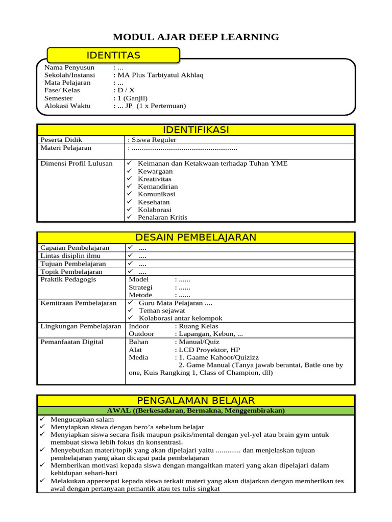 Modul Ajar Deep Learning Siswa | PDF