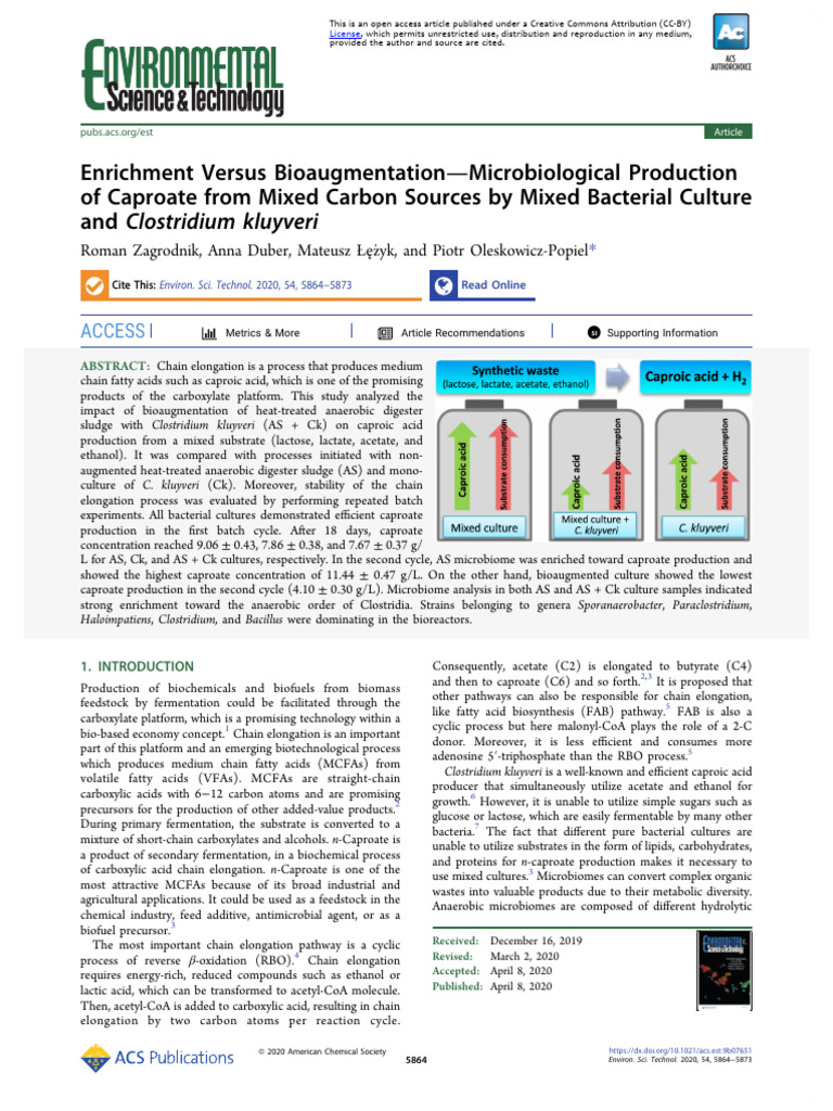 2020 Enrichment Versus Bioaugmentation Microbiological Production of ...