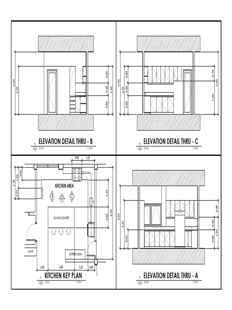 Kitchen Area Elevation Plans and Details | PDF | Kitchen | Food Storage