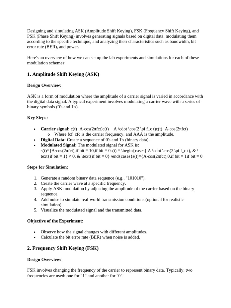Modulation Techniques: ASK, FSK, PSK | PDF | Data Transmission ...