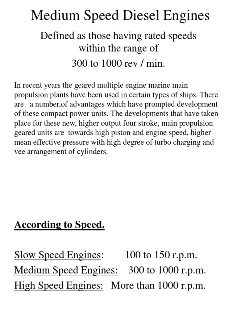 Advantages of Medium Speed Diesel Engines | PDF | Diesel Engine ...