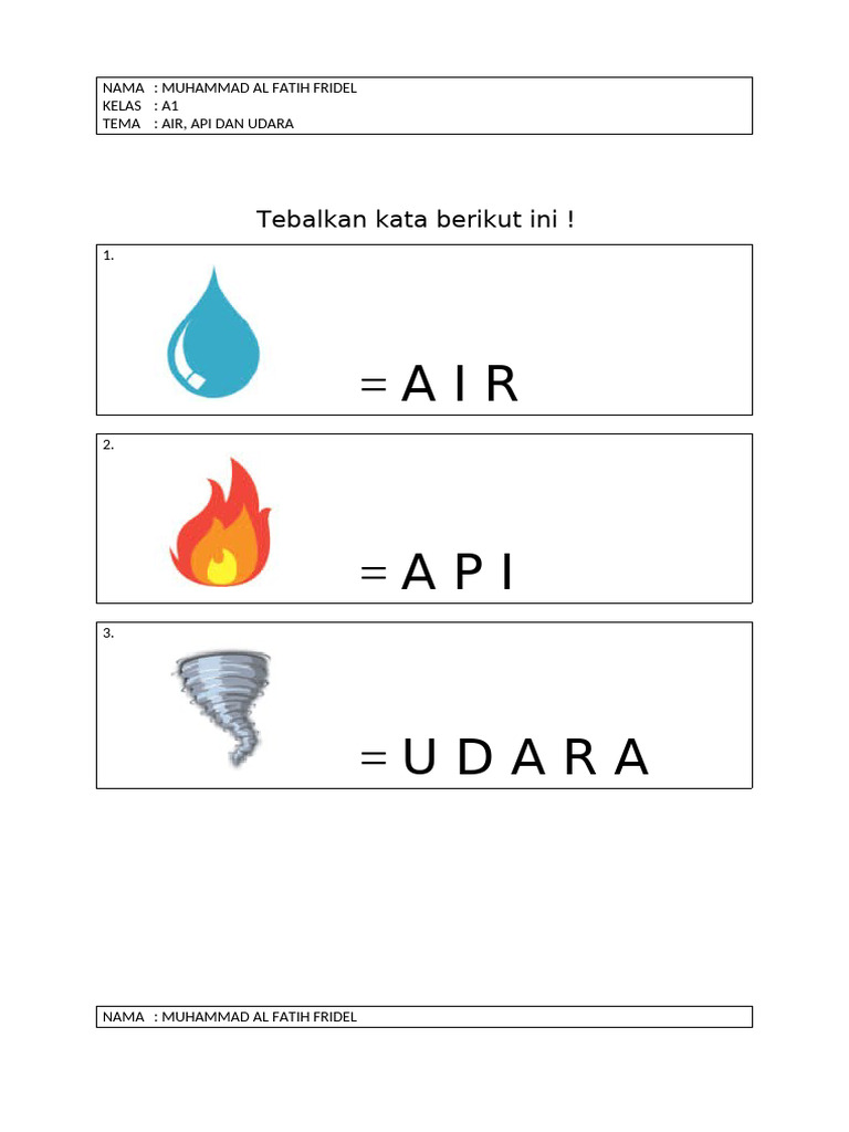 Aktivitas Belajar Tema Air, Api, dan Udara | PDF