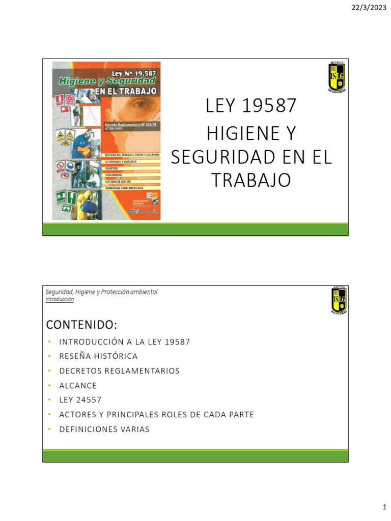 Resumen de la Ley 19587 | PDF | Valores