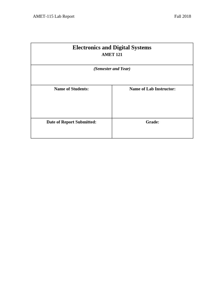 AMET-115 Electronics Lab Report 2018 | PDF | Abstract (Summary ...