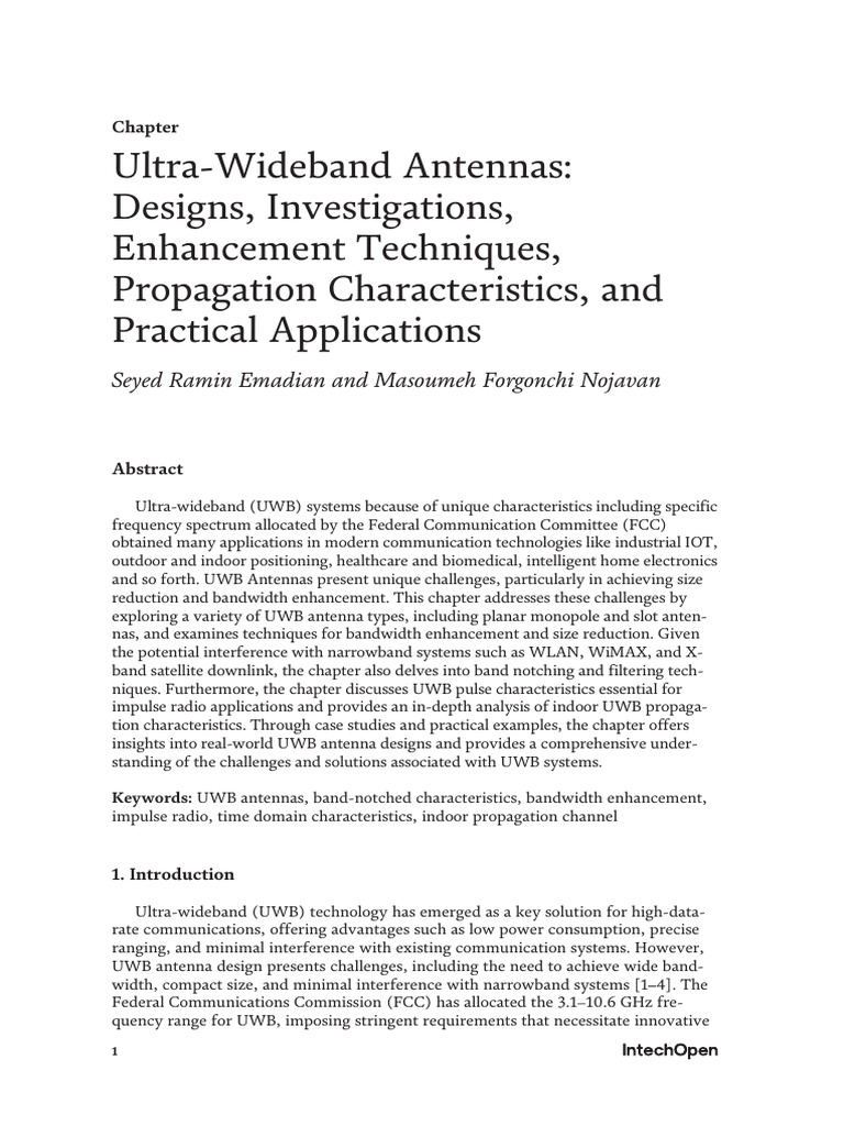 UWB Antenna Design and Techniques | PDF | Ultra Wideband | Antenna (Radio)