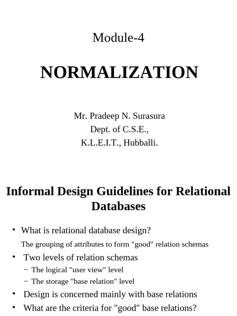 Informal Guidelines for Database Normalization | PDF | Relational Model ...