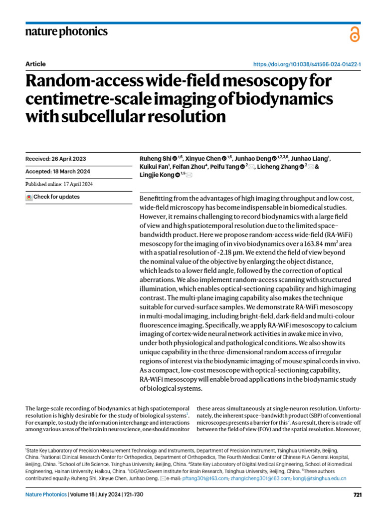Random-Access Wide-Field Mesoscopy | PDF | Microscopy | Optics