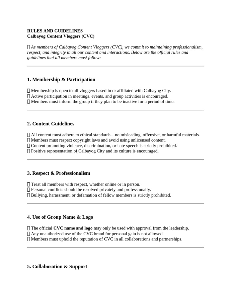 CVC Vlogging Rules and Guidelines | PDF | Social Ethics