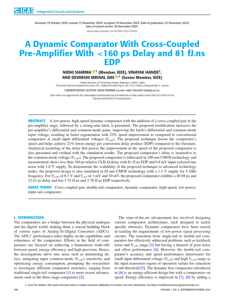 High-Speed Dynamic Comparator Design | PDF | Computer Engineering ...