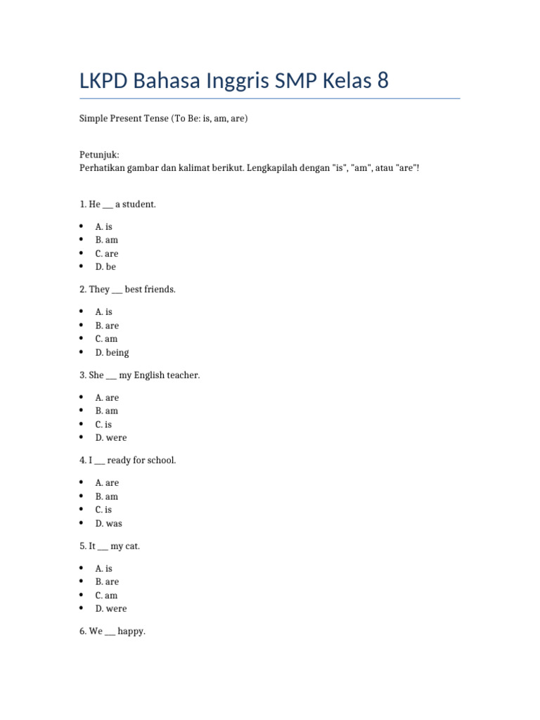 Lkpd Simple Present Tense Tobe Pdf