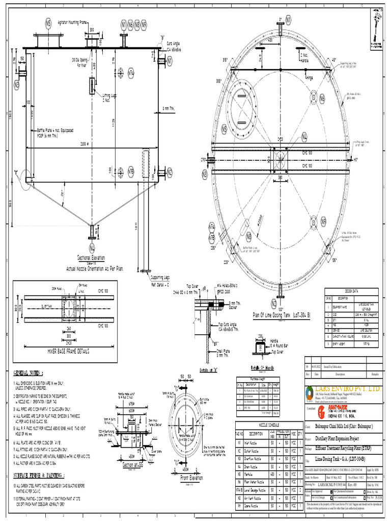 Lime Dosing Tank Design Details | PDF