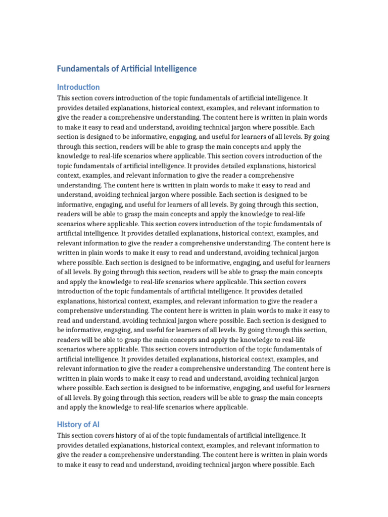 Fundamentals of Artificial Intelligence | PDF | Understanding ...