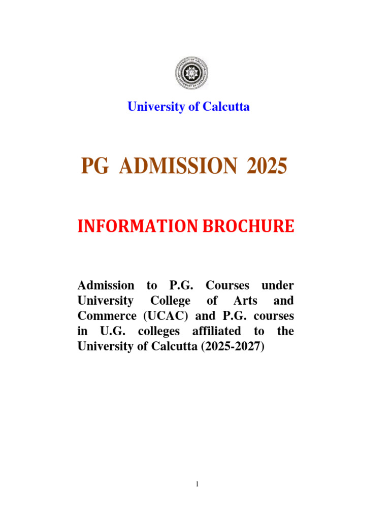 Calcutta University PG Admission 2025 Guide | PDF | Postgraduate ...