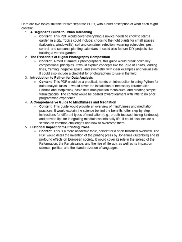 Five Informative PDF Topics Guide | PDF