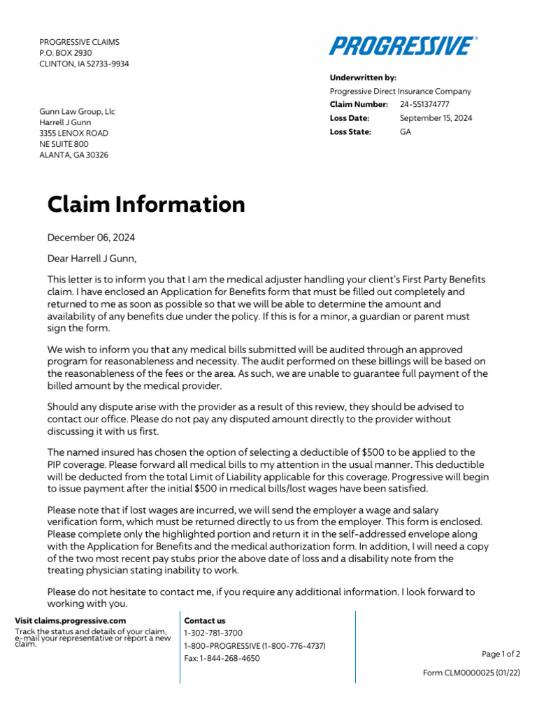 Progressive Claims Processing Instructions | PDF | Insurance | Deductible