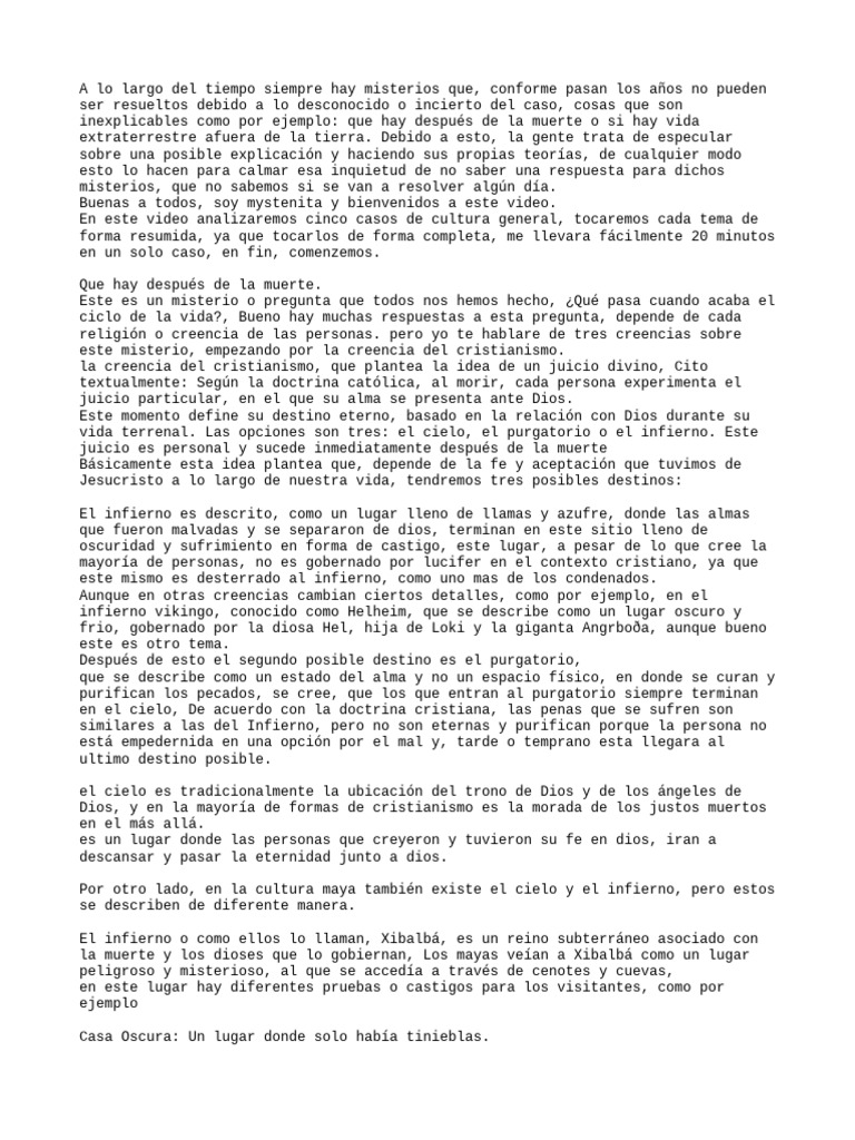 Misterios sobre la vida y la muerte | PDF | Infierno | Creencia ...