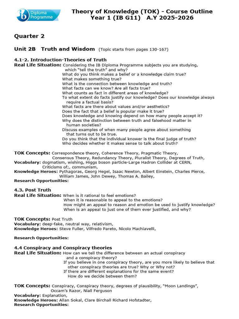 Unit 2B Truth and Wisdom 130-167 | PDF | Truth | Knowledge