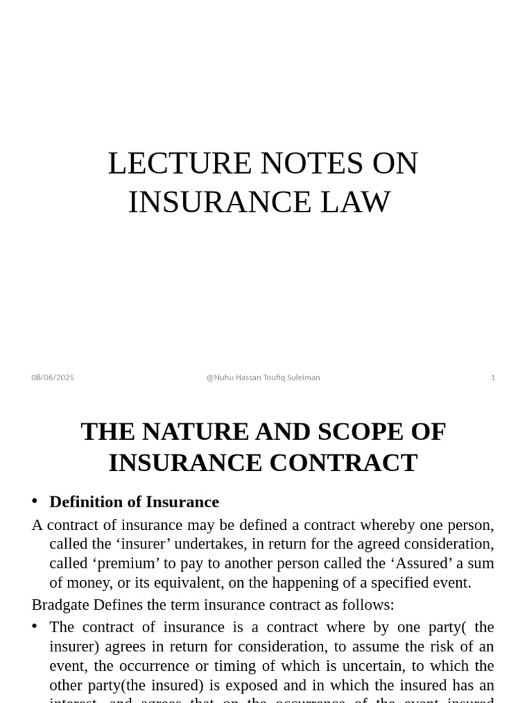 Overview of Insurance Contract Law | PDF | Insurance | Negligence