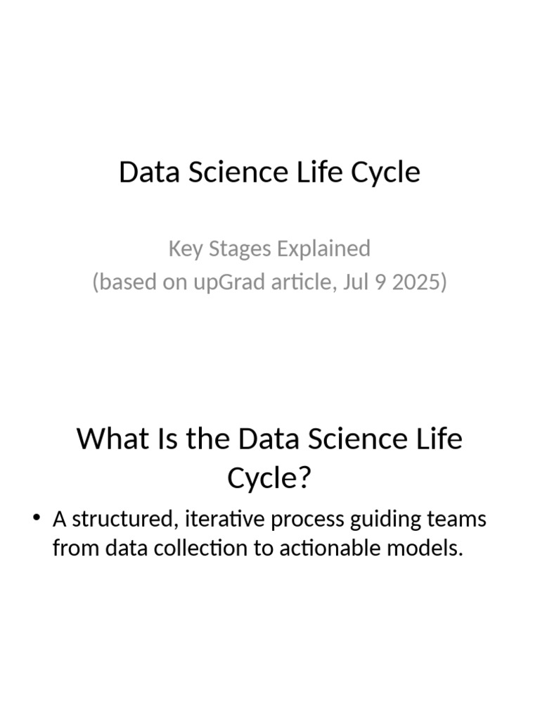 Data Science Lifecycle UpGrad | PDF