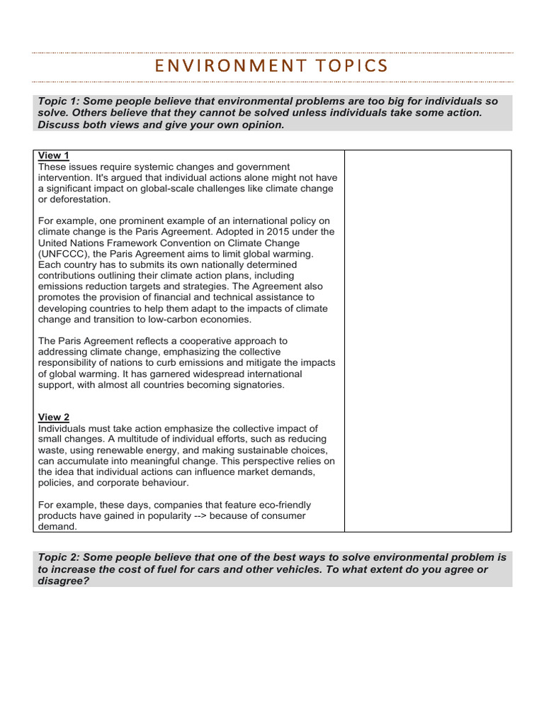 Environmental Issues: Perspectives & Solutions | PDF | Climate Change ...