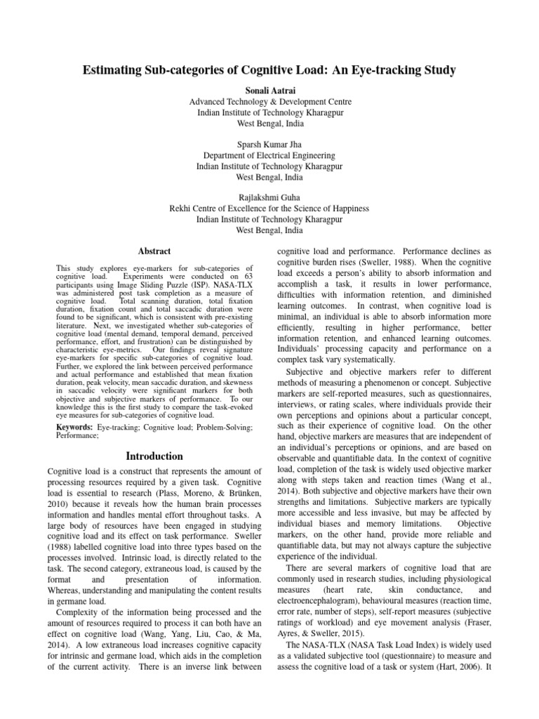 Eye-Tracking Study on Cognitive Load | PDF | Cognition | Workload