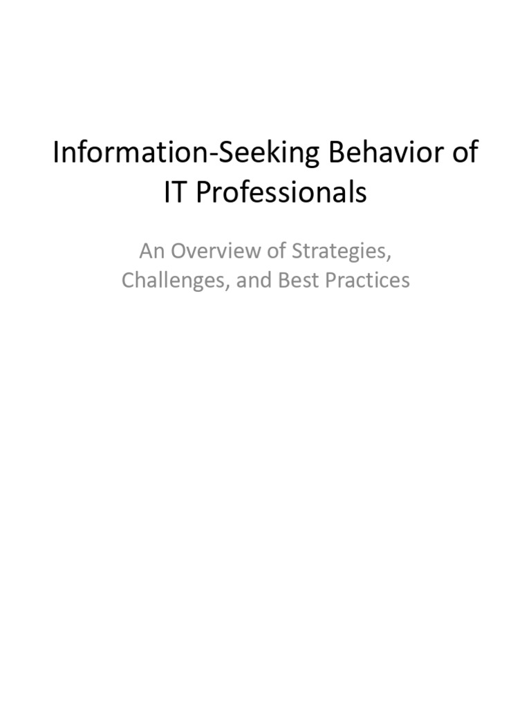IT Professionals' Information-Seeking Strategies | PDF | Information ...