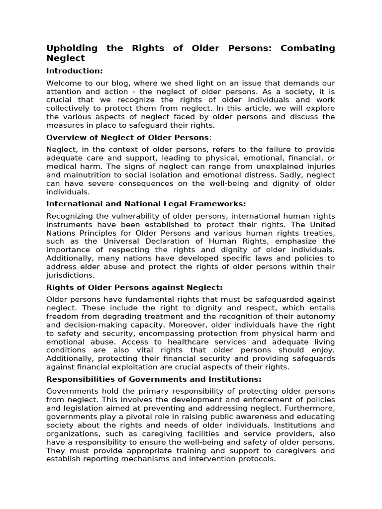 Elders Rights and Combating Neglet | PDF | Human Rights | Neglect
