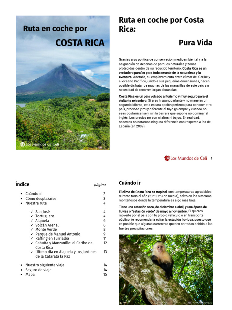 Ruta en Coche Por Costa Rica LM | PDF | Costa Rica | Hotel