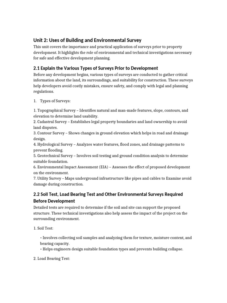 Building Environmental Survey Essentials | PDF | Surveying | Soil