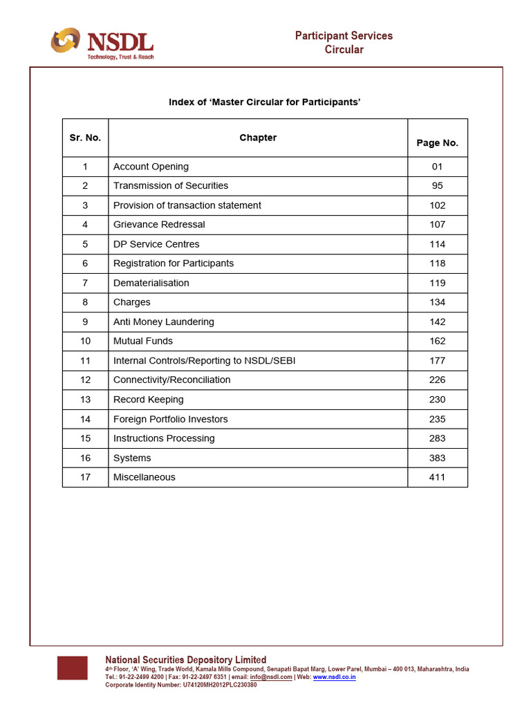 NSDL Participant Services Guide | PDF | Identity Document | Audit