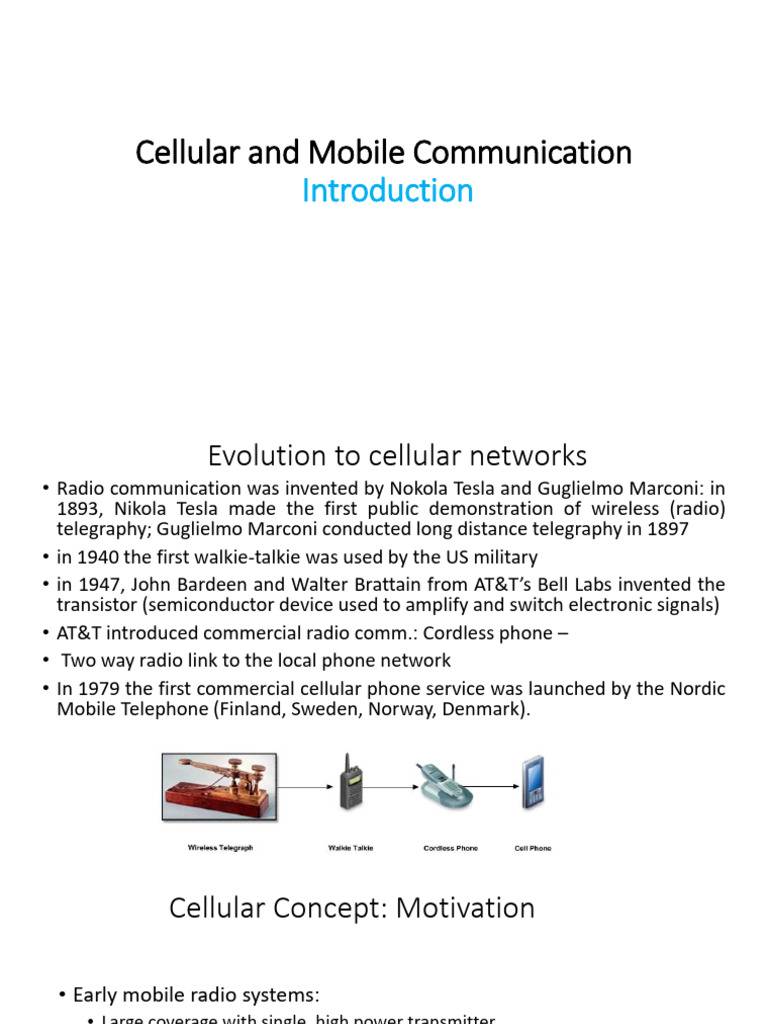Cellular Communication Evolution and Concepts | PDF | Cellular Network ...
