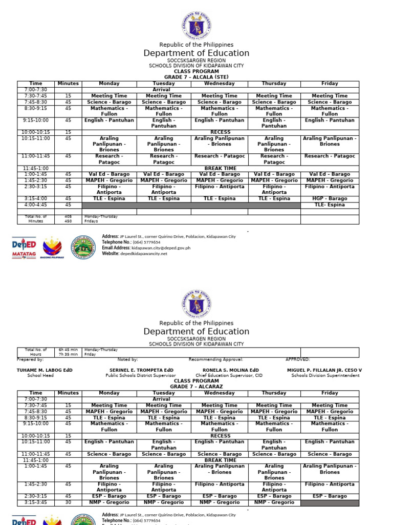 Class Program Jhs Jlgsat Sy 24 25 v5 | PDF | Republicanism | Republic