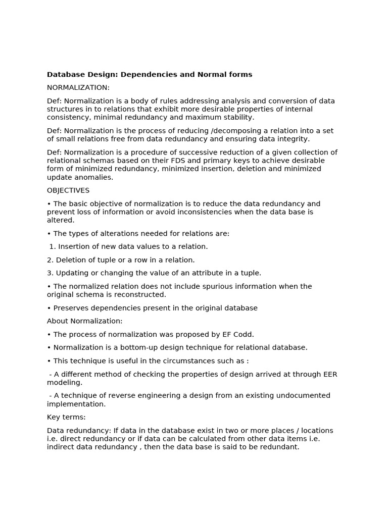 Database Normalization and Dependencies | PDF | Databases | Information ...