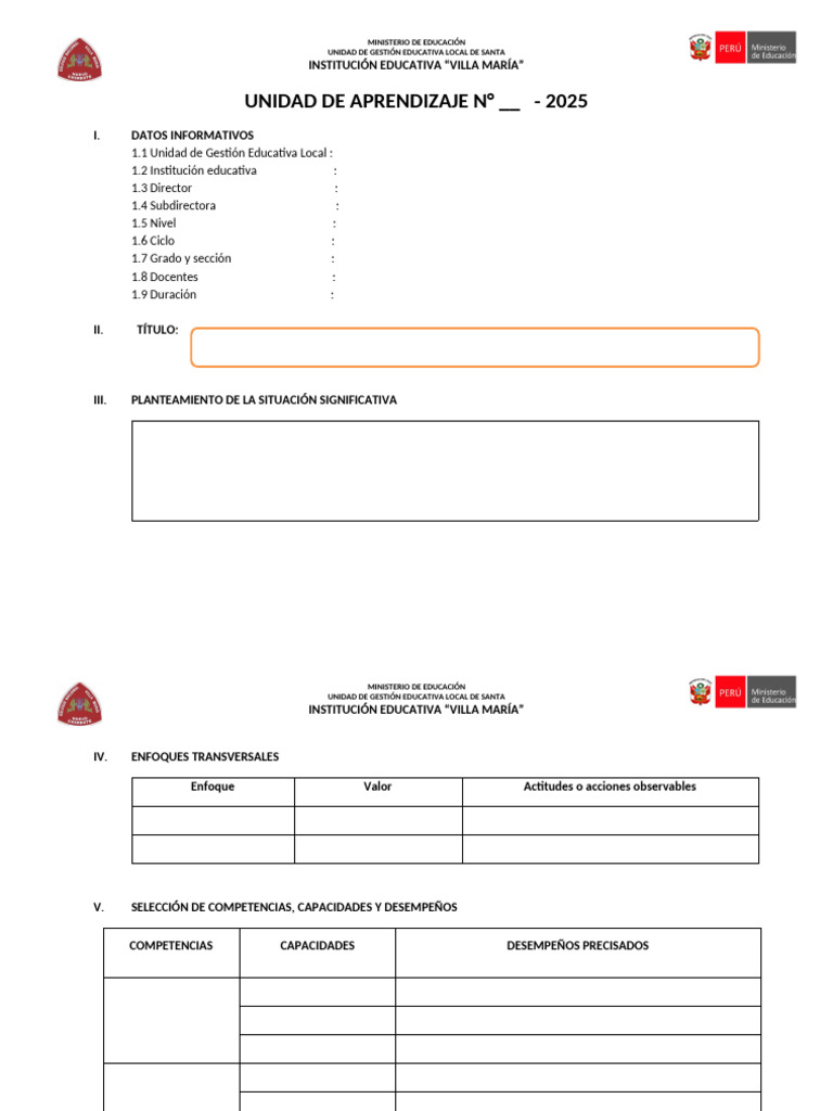 Unidad de Aprendizaje 2025 Villa María | PDF | Aprendizaje | Cognición
