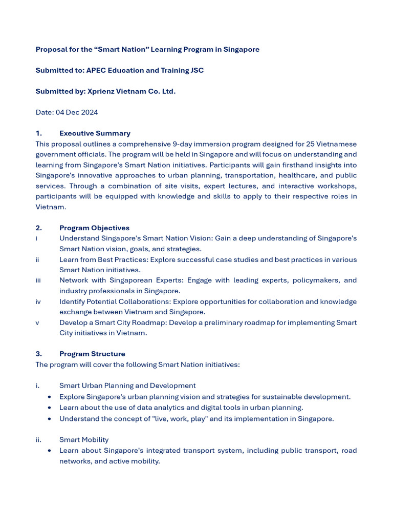 Smart Nation Learning Program Proposal | PDF | Singapore | World Politics