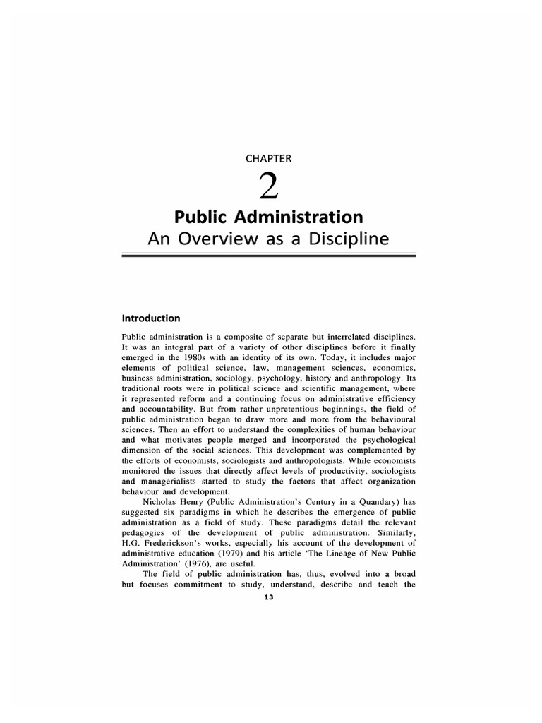 Public Administration An Overview As A Discipline | PDF