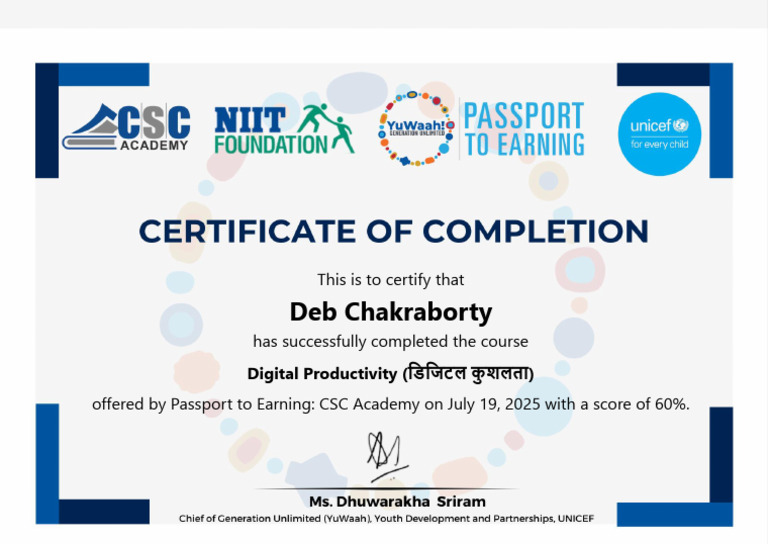 P2e Certificate of Deb | PDF